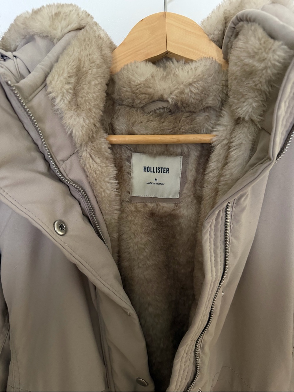 Hollister Taupe Faux-Fur Lined Parka Jacket with Hood - Picture 2 of 5